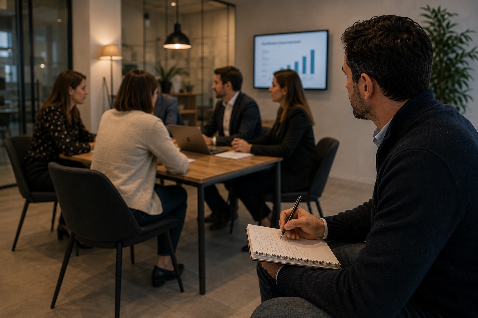 Réunion de direction commerciale autour des indicateurs de performance